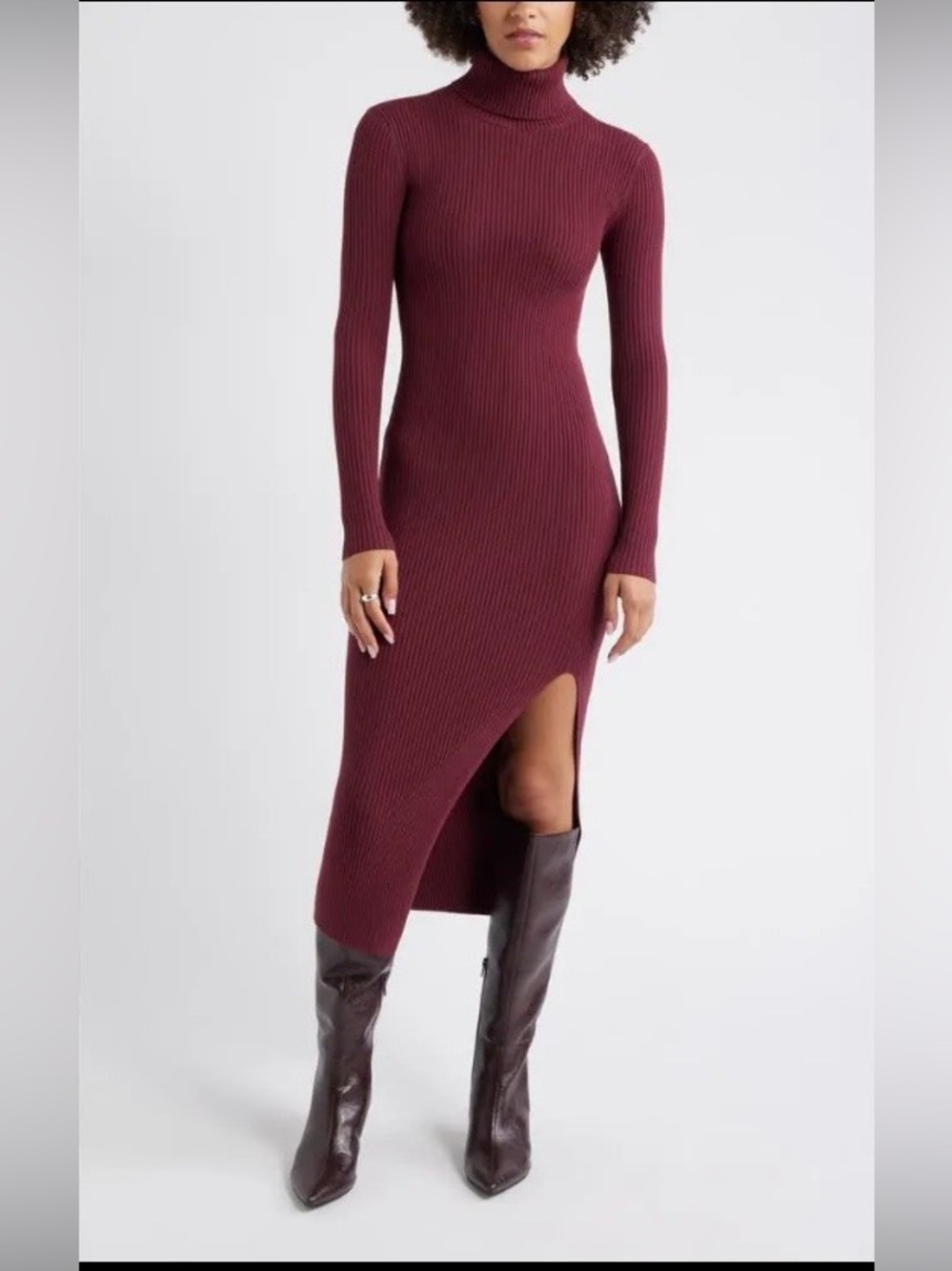 💋NWT💋 Open Edit Rib Long Sleeve Turtleneck Sweater Dress, Size L